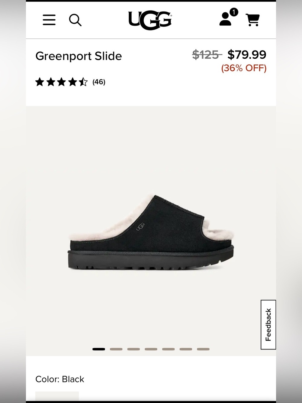 UGG Women Black Suede Slip-On Slippers with Cream Shearling